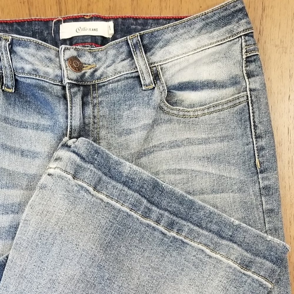 Cello Skinny Flare High Waist Distressed Jeans